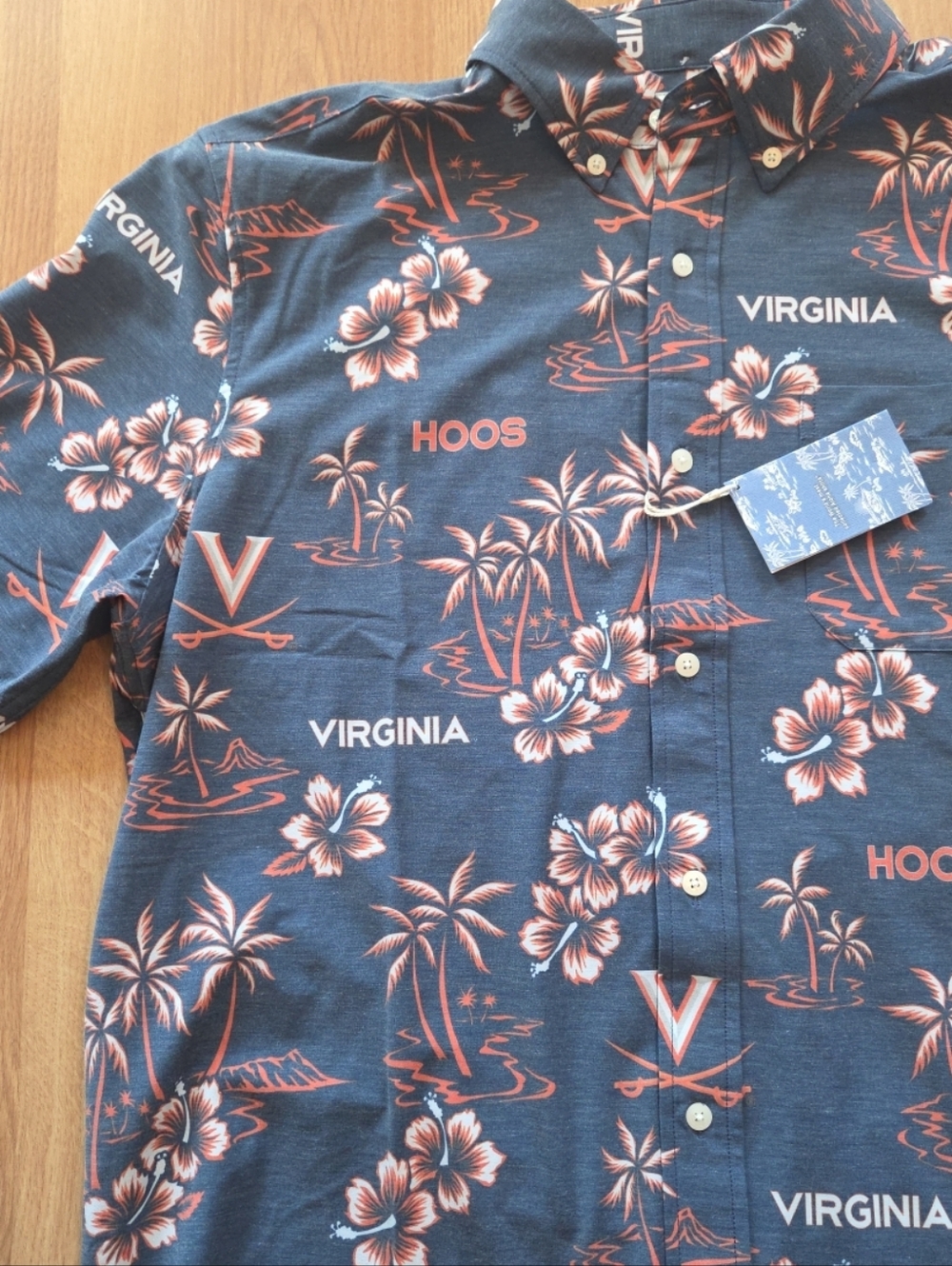 Reyn Spooner Virginia Tech Hawaiian Shirt Size Large VT Hoos Logos